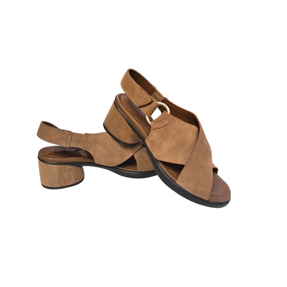 ECCO Shape 35 Block Sandal Tan Suede Cross Strap Slingback Size 39